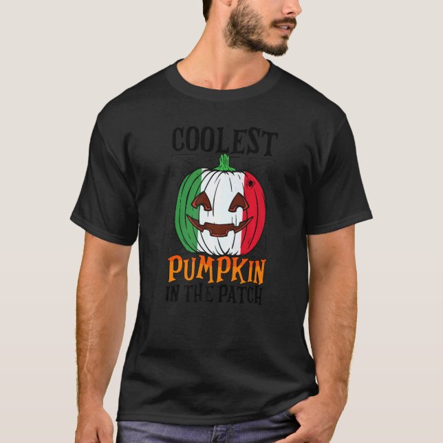 Camiseta Coolest Pumpkin In The Patch Italian Flag Jack Ou2 (Anverso)