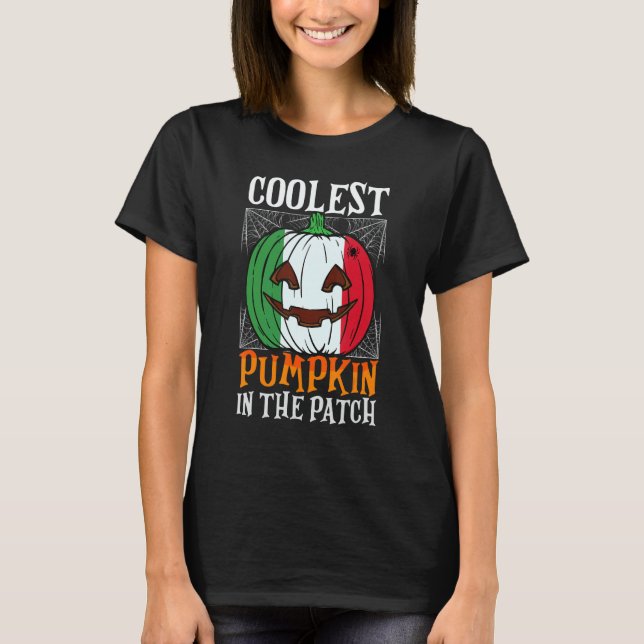 Camiseta Coolest Pumpkin In The Patch Italian Flag Jack Ou2 (Anverso)