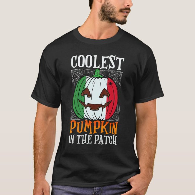 Camiseta Coolest Pumpkin In The Patch Italian Flag Jack Ou2 (Anverso)
