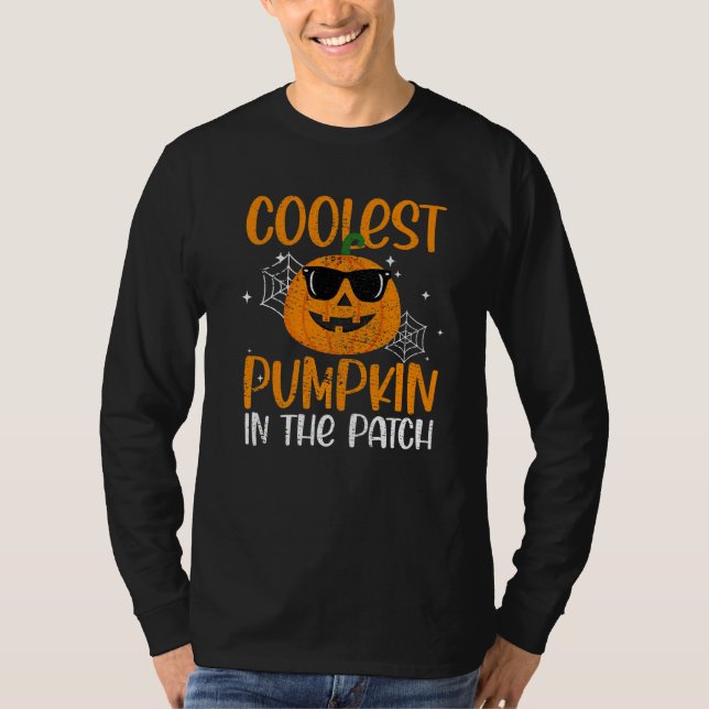 Camiseta Coolest Pumpkin In The Patch Pumpkin Sunglass  His (Anverso)