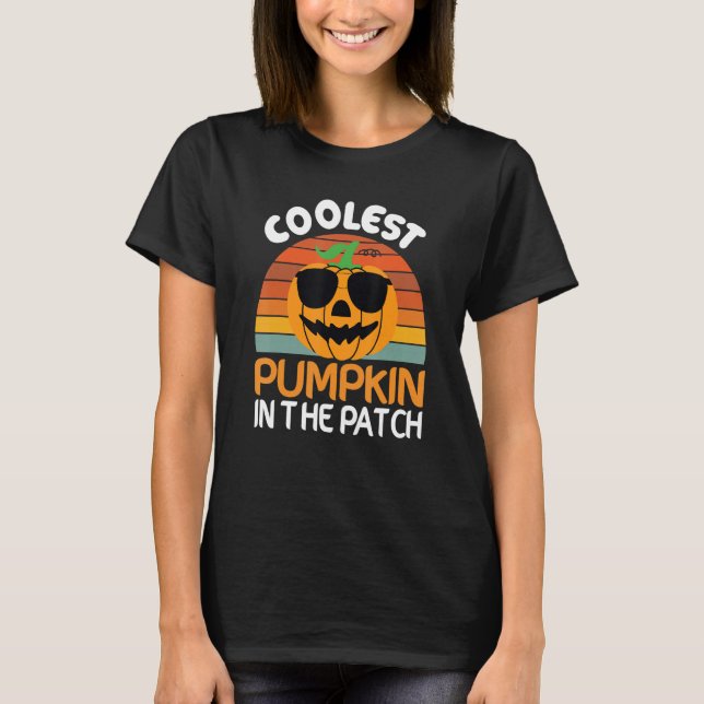 Camiseta Coolest  Quote Pumpkin In The Patch Halloween Boys (Anverso)