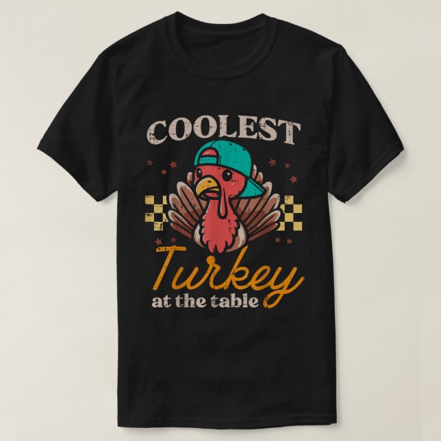 Camiseta Coolest Turkey At The Table Funny Kids Shirt (Diseño del anverso)
