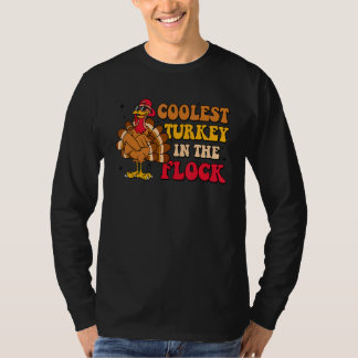 Camiseta Coolest Turkey In The Flock Autumn Fall Thanksgivi