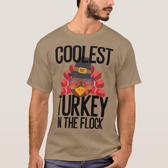 Camiseta Coolest Turkey In The Flock Thankgiving Novelty Sh (Anverso)