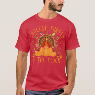 Camiseta Coolest Turkey In The Flock Thanksgiving Kids Boys