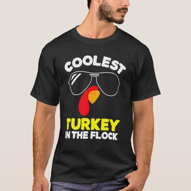 Camiseta Coolest Turkey In The Flock Toddler Boys Thanksgiv (Anverso)
