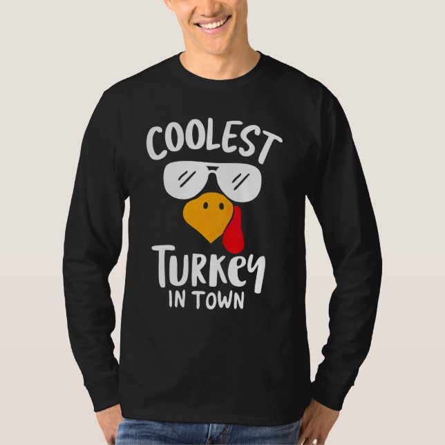 Camiseta Coolest Turkey in Town Boys Thanksgiving Funny Aut (Anverso)