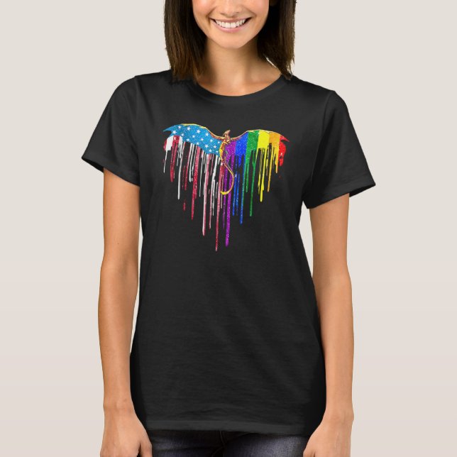 Camiseta Cooll Hearts Dragoniza El Arcoiris Estadounidense  (Anverso)