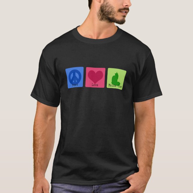 Camiseta Coon de Maine del amor de la paz (Anverso)