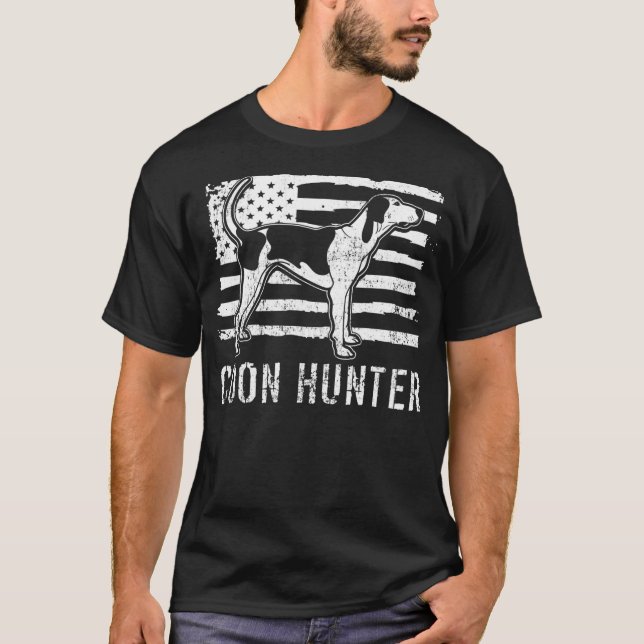 Camiseta Coon Hunter Raccoon Cazando Perro Bandera de Estad (Anverso)