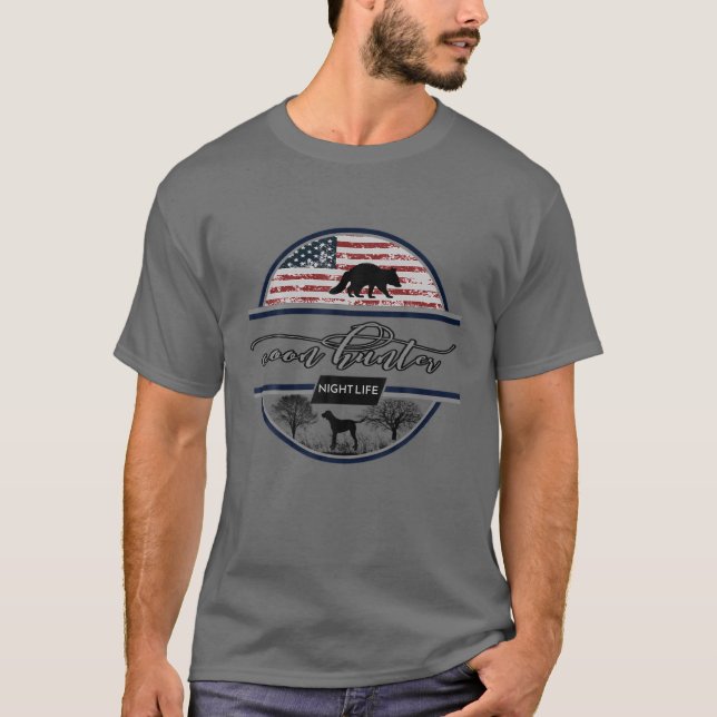 Camiseta Coon Hunter - Vida nocturna - Caza norteamericana (Anverso)