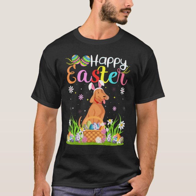 Camiseta Coonhound Dog Bunny Egg Hung Coonhound Happy E (Anverso)