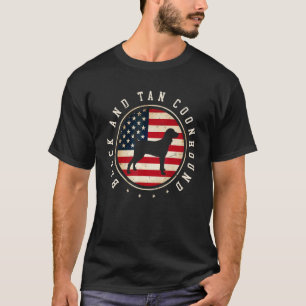 Camiseta Coonhound Negro Y Canela Bandera De Estados Unidos