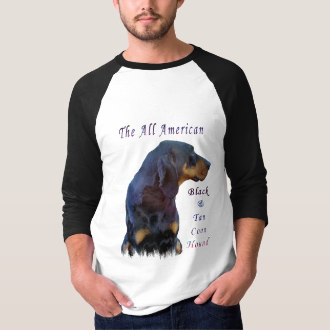 Camiseta Coonhound negro y del moreno (Anverso)
