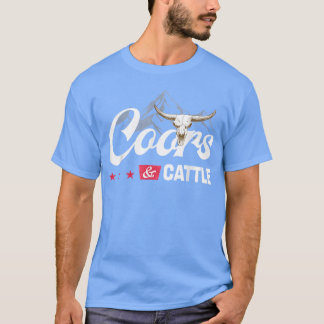 Camiseta Coor y Ganado Vaca Retro Occidental Montañas Y Un