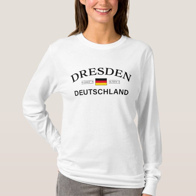 Camiseta Coordenadas de Dresde Alemania Alemán (Anverso)