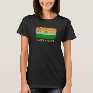 Camiseta Coordenadas de la bandera de la India hombres muje