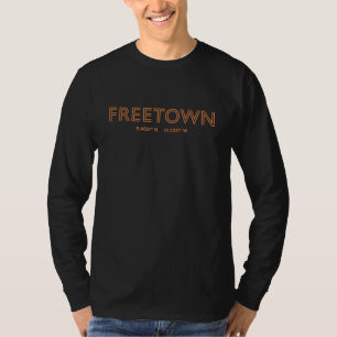 Camiseta Coordenadas de la ciudad de Sierra Leona Freetow