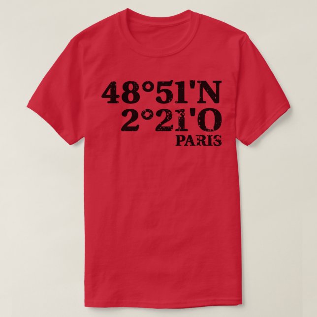 Camiseta Coordenadas de París (Diseño del anverso)
