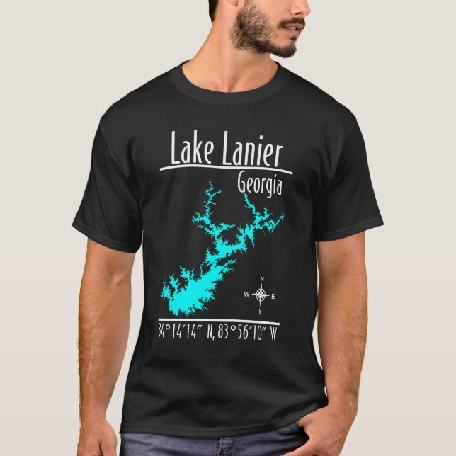 Camiseta Coordenadas del mapa del lago Lanier Georgia (Anverso)