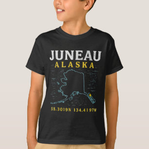 Camiseta Coordenadas del mapa Juneau Alaska, viajes