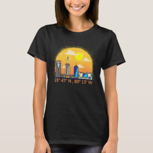 Camiseta Coordenadas del paisaje urbano de Miami Florida