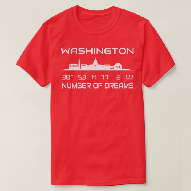 Camiseta Coordenadas GPS Capital Skyline 2 de Washington DC (Diseño del anverso)