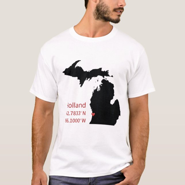 Camiseta Coordenadas GPS de Holland Michigan (Anverso)