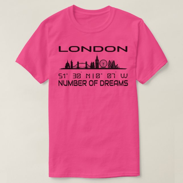 Camiseta Coordenadas GPS Skyline London Silhouette (Diseño del anverso)