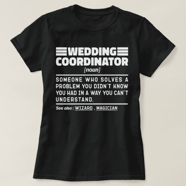 Camiseta Coordinador de Bodas Sustantivo Consultor de Novia (Diseño del anverso)