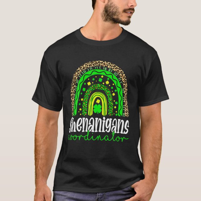 Camiseta Coordinador de Shenanigans Leopard Rainbow St Patr (Anverso)