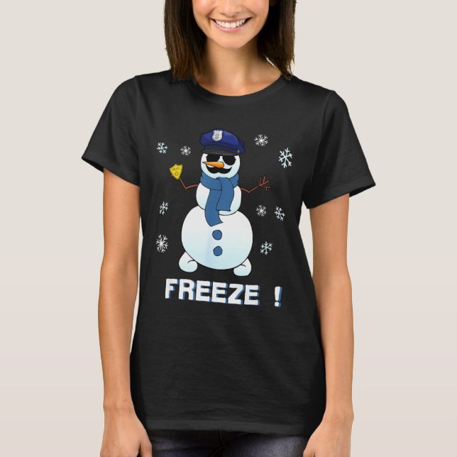 Camiseta Cop Snowman Shirt Ze Christmas Party Gift Xmas  (Anverso)