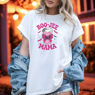 Camiseta Copa Cute Boo-Jee Mama Pink con murciélagos y estr