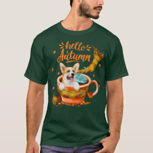 Camiseta Copa de Café Cute Corgi Hola Otoño