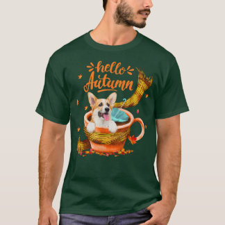 Camiseta Copa de Café Cute Corgi Hola Otoño
