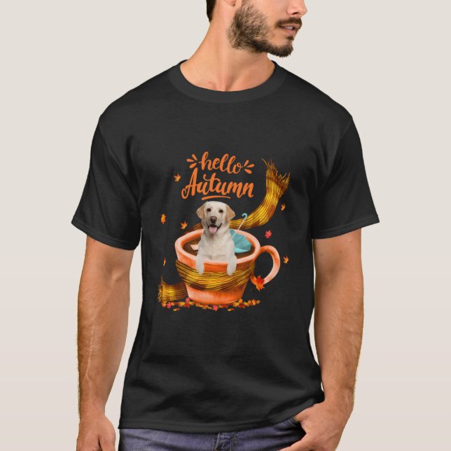 Camiseta Copa de Café Cute Labrador Hola otoño (Anverso)