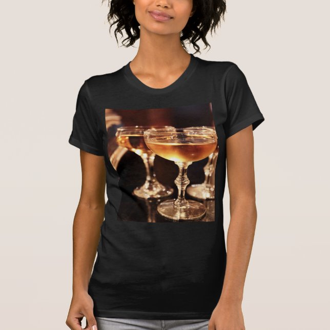 Camiseta copa de champán brindis dorado (Anverso)