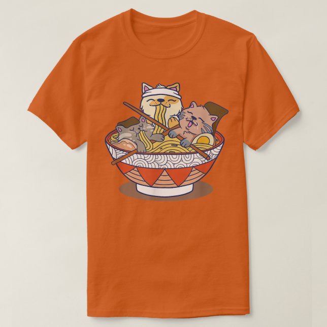 Camiseta Copa De Gatos De Ramen Comer Fideos Graciosa Noved (Diseño del anverso)