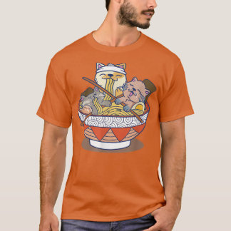 Camiseta Copa De Gatos De Ramen Comer Fideos Graciosa Noved