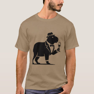 Camiseta Copa de vino de capybara divertida minimalista mod