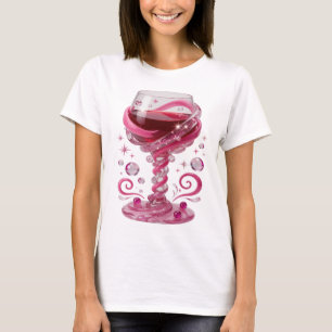 Camiseta Copa de vino rosa de moda Motivo artístico