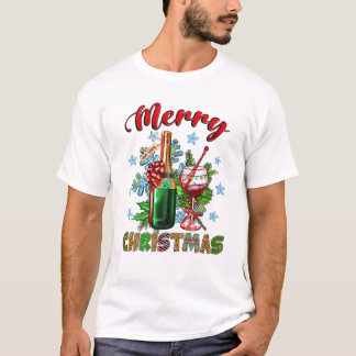 Camiseta Copa de vino tinto de árbol de Navidad