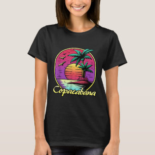 Camiseta Copacabana. Palm Sunset de los 80. Verano de playa