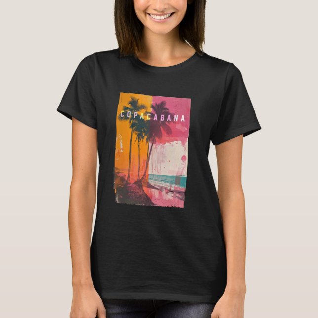 Camiseta Copacabana Río de Janeiro Brasil Retro Beach Sunse (Anverso)