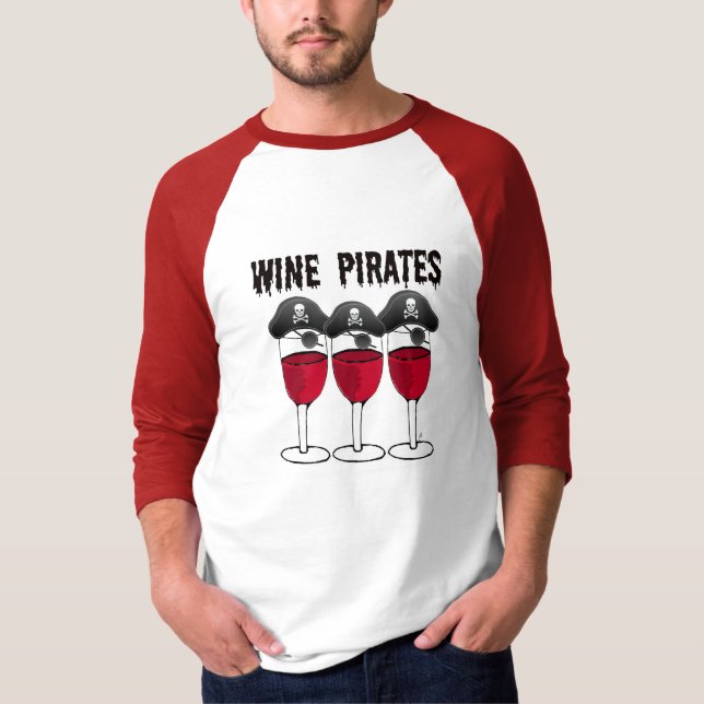 CAMISETA COPAS DE VINO DE LOS PIRATAS DEL VINO E IMPRESIÓN (Anverso)