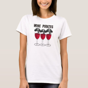 CAMISETA COPAS DE VINO DE LOS PIRATAS DEL VINO E IMPRESIÓN
