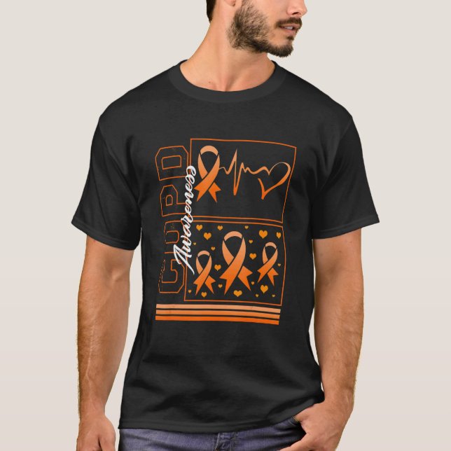 Camiseta COPD Awareness Orange Heartbeat Ribbon Lung Diseas (Anverso)