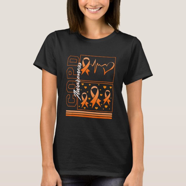 Camiseta COPD Awareness Orange Heartbeat Ribbon Lung Diseas (Anverso)