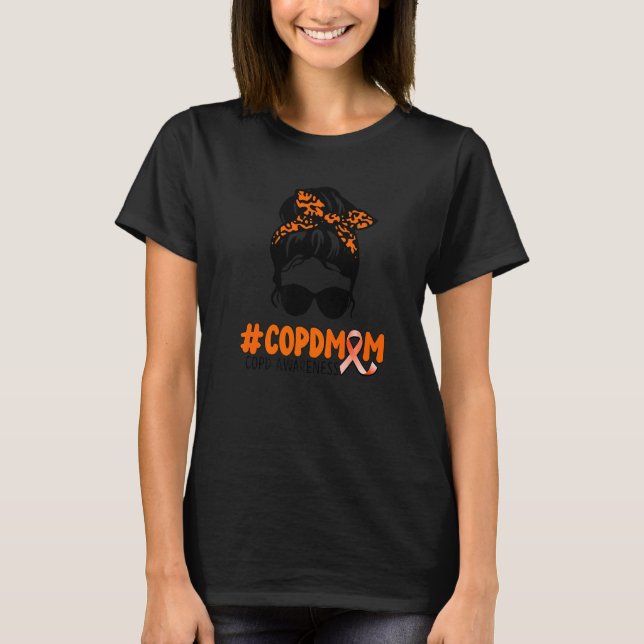 Camiseta COPD Mom Wife Cute Messy Bun COPD Awareness (Anverso)