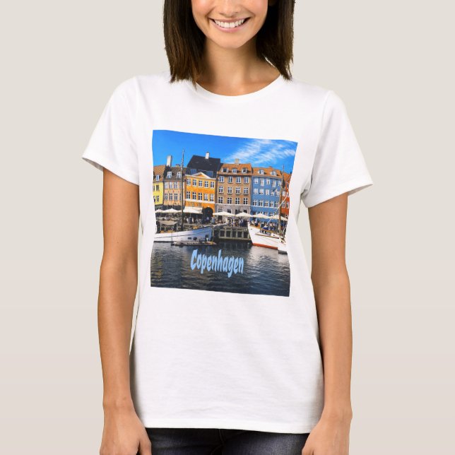Camiseta Copenhague Capital Dinamarca Hogares del Canal Nyh (Anverso)